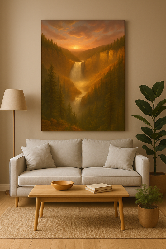 "Yellowstone Falls" – Nature-Inspired Canvas Print