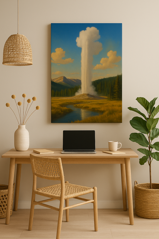 Old Faithful Rising – Yellowstone Eruption Canvas Print