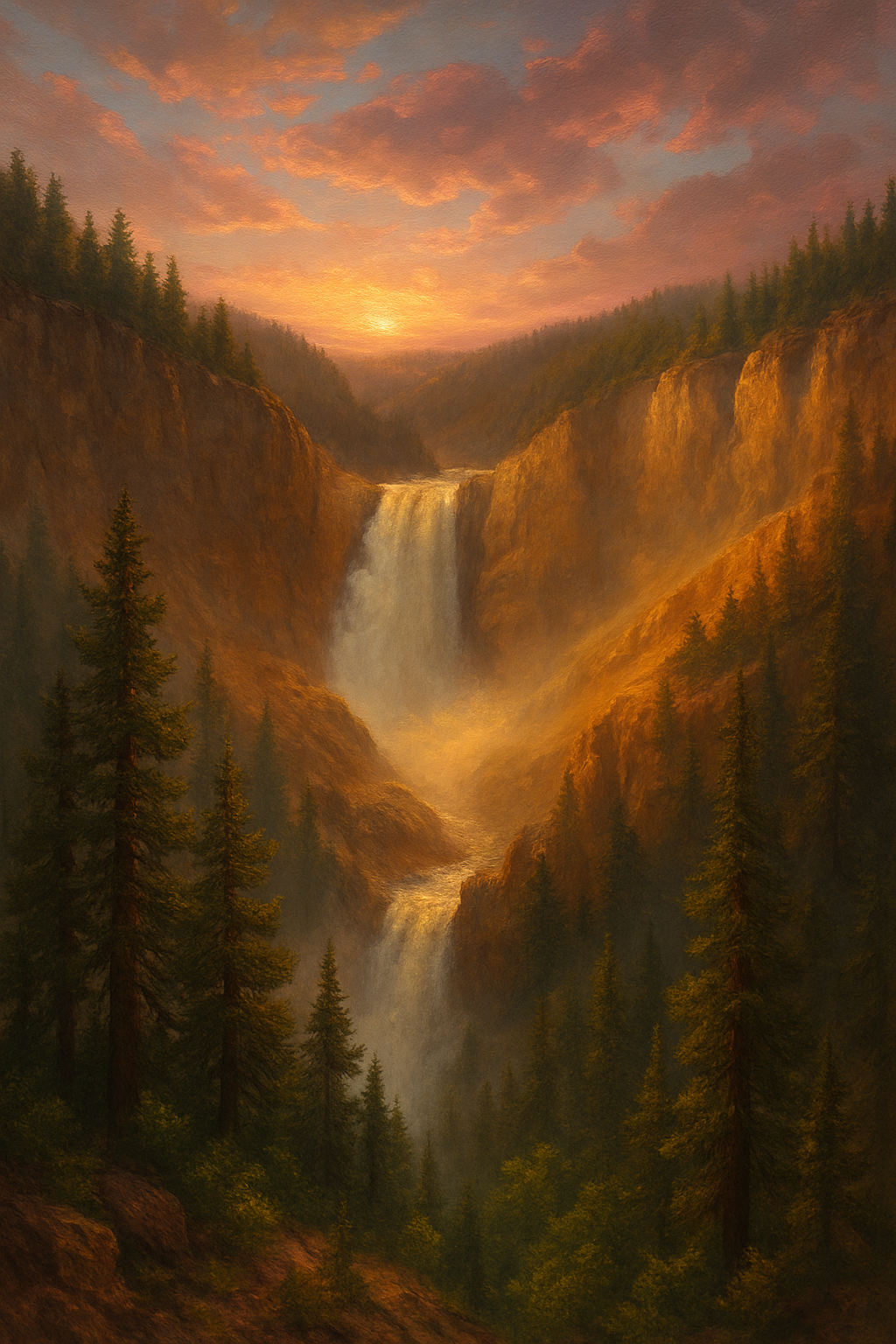 "Yellowstone Falls" – Nature-Inspired Canvas Print