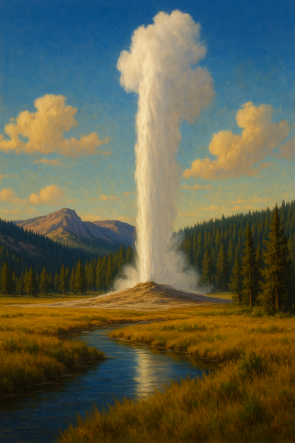 Old Faithful Rising – Yellowstone Eruption Canvas Print