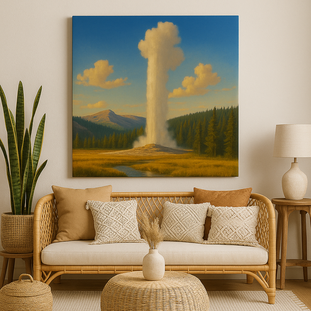Old Faithful Rising – Yellowstone Eruption Canvas Print