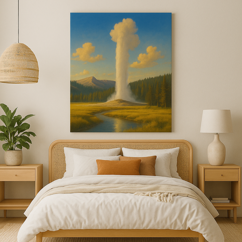 Old Faithful Rising – Yellowstone Eruption Canvas Print